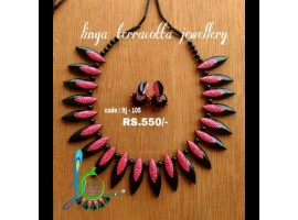 Linga Creations handmade terracotta jewellery ear-ring mold necklace.
