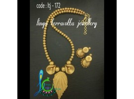 Linga creations terracotta jewellery Gold petal leaf set
