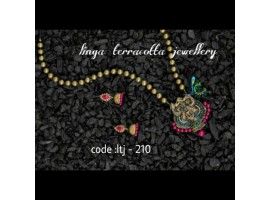 Linga creations terracotta jewellery Antigold lakshmi pendant set