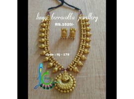 linga creatioinis terracotta jewellery Goldan lakshmi pendant set