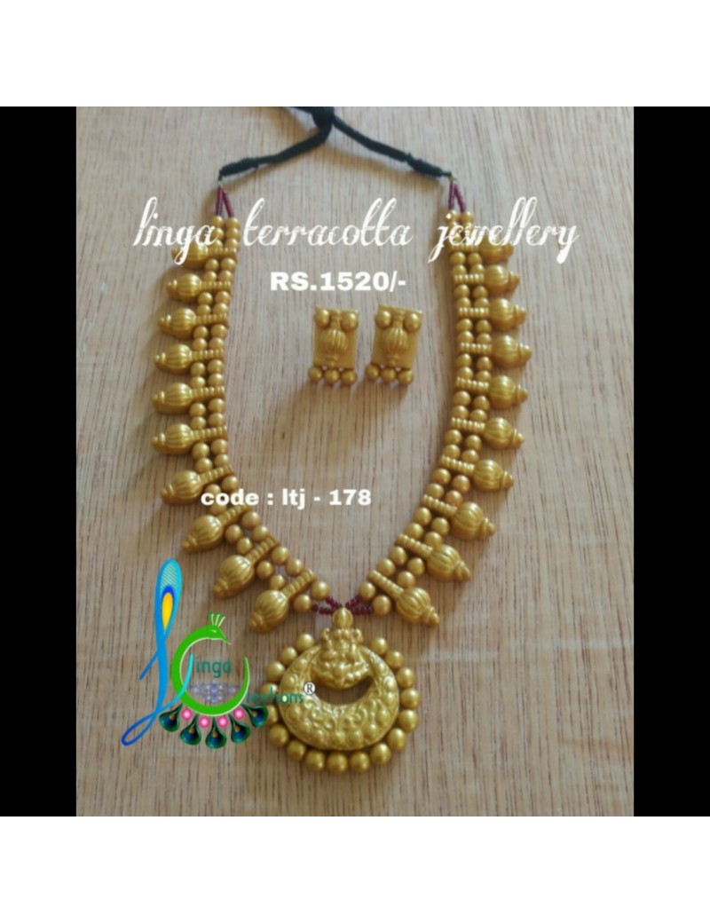 linga creatioinis terracotta jewellery Goldan lakshmi pendant set