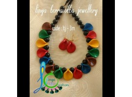 Linga creations terracotta jewellery Multicolor petal necklace jewellery
