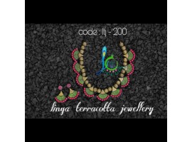 Linga creation terracotta jewellery green red necklace jewellery