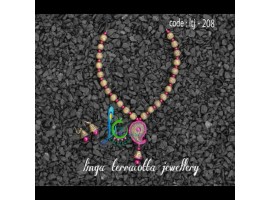 Linga creations terracotta jewellery Mangaa pendant pink bead jewellery