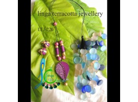 Linga creations handmade terracotta jewellery Vell shaped pink pendant rope jewellery