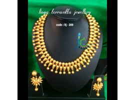 Linga creations handmade terracotta jewellery golden necklace jewellery