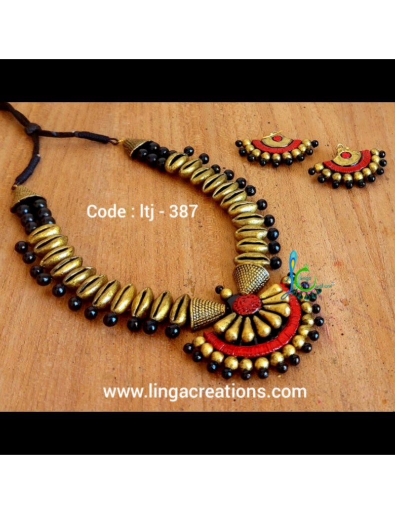 Linga creations terracotta jewellery sea shell bead necklace jewellery
