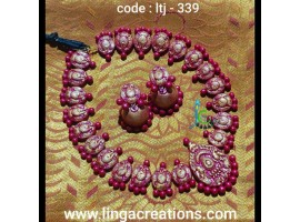 Linga creations handmade terracotta jewellery pink peacock necklace