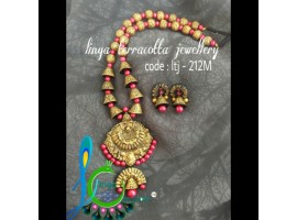 Linga creations handmade double pendant pink bead jewellery