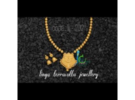Linga creations handmade terracotta jewellery golden set