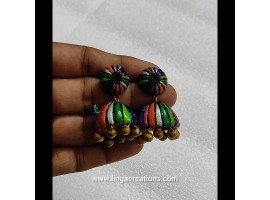 Linga creations handmade terracotta jewellery multicolor jhumkas
