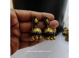 linga creations handmade terracotta jewellery thilak shaped stud jhumkas