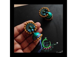 linga creations handmade terracotta jewellery peacock jhumkas