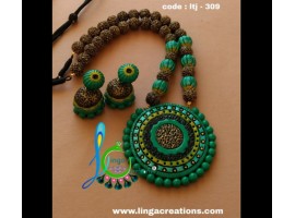 linga creations handamde terracotta jewellery Rudraksha bead pendant jewellery