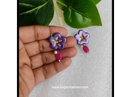 Linga creations handmade terracotta jewellery flower stud