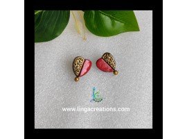 Linga creations handmade terracotta jewellery red heart shaped stud