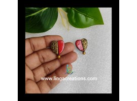 Linga creations handmade terracotta jewellery red heart shaped stud