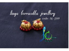 Maroon and Light antique gold jhumkas