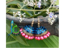 pink and blue jhumkas