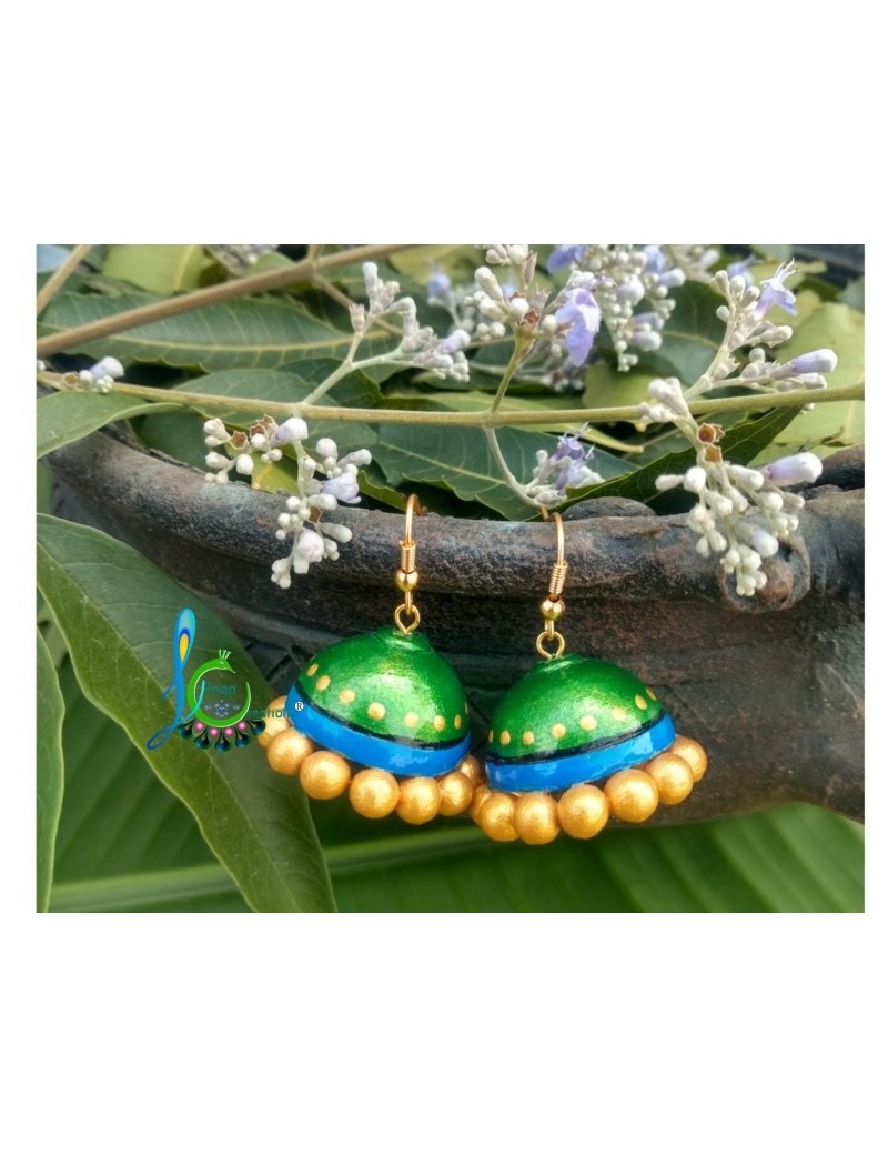 Blue with green jhumkas