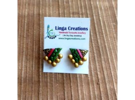 Triangle pink and green stud