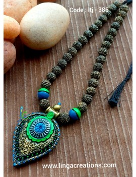green color vell rudraksha linga creations terracotta jewellery