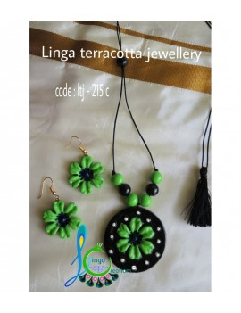 light green Round flower pendent simple terracotta jewellery