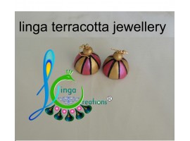 Simple hookdrop jhumkas from linga creations handmade terracotta jewellerry